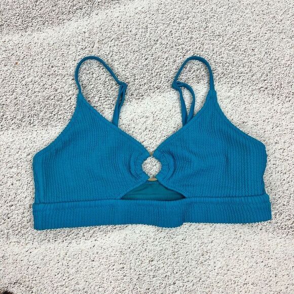 Aerie Women's Scoop Bikini Top Blue Size L - Picture 5 of 7